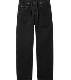 Jeans & Hosen*O46 stylische Herren Jeans im Jogger-Stil Denim-Hose Baggy Leg mit Bindeband BR-12000-101 Schwarz