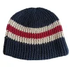 Caps & Mützen*Bio-Domes Headgear Stylische Häkel-Mütze Winter-Mütze weiche Strick-Mütze mit Streifen Baumwoll-Mütze 7314GUY Navy/Weiß/Rot