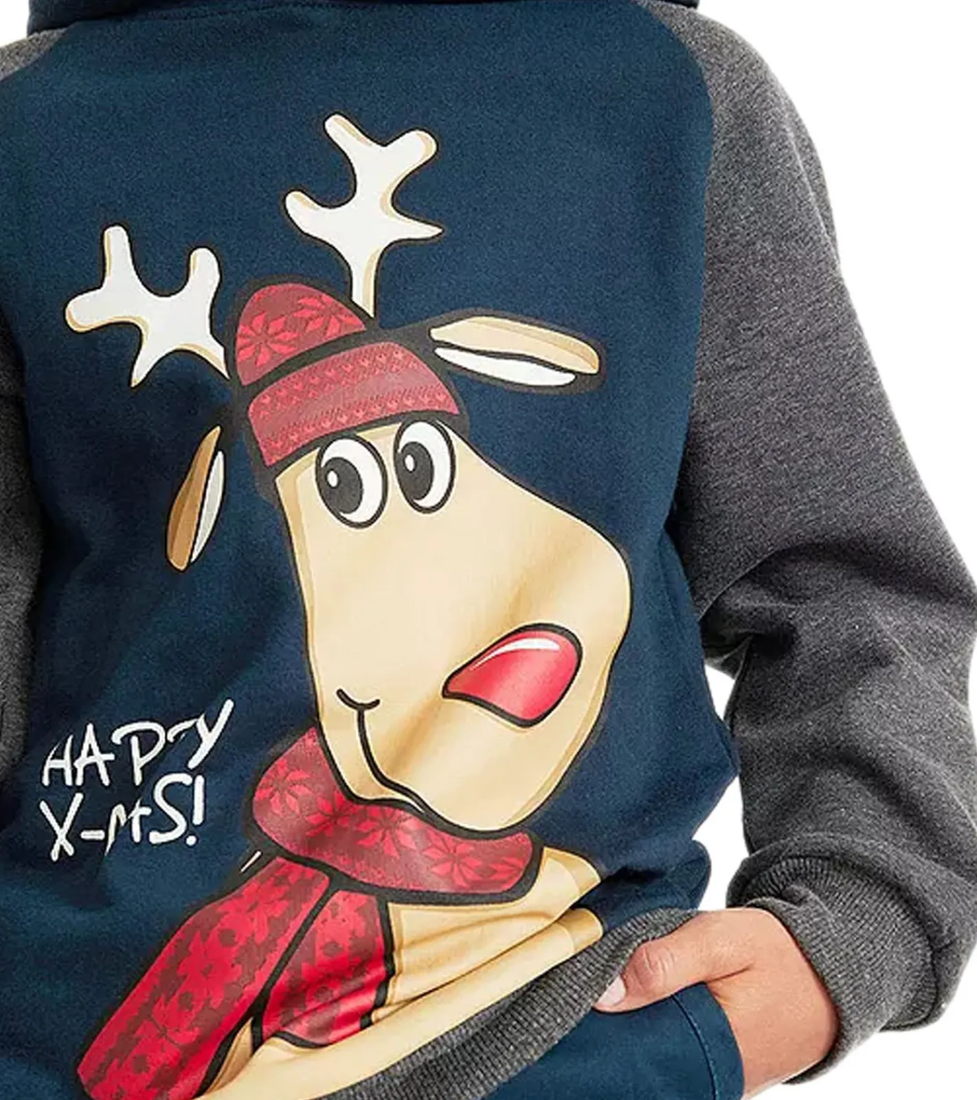 Pullover & Sweater*O46bpx stylischer Kinder Kapuzen-Pullover für Jungen Weihnachts-Pulli Baumwoll-Shirt 912416 Blau/Grau