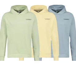 Pullover & Sweater*SUBLEVEL Herren Kapuzen-Pullover Baumwoll-Hoodie mit Eingriffstaschen Sweater H10014T21326A Hell, Blau oder Gelb Grün