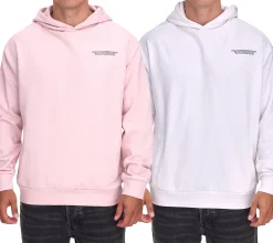 Pullover & Sweater*SUBLEVEL Herren Kapuzen-Pullover Baumwoll-Hoodie mit Eingriffstaschen Sweater H10014T21326A in Rosa oder Weiß