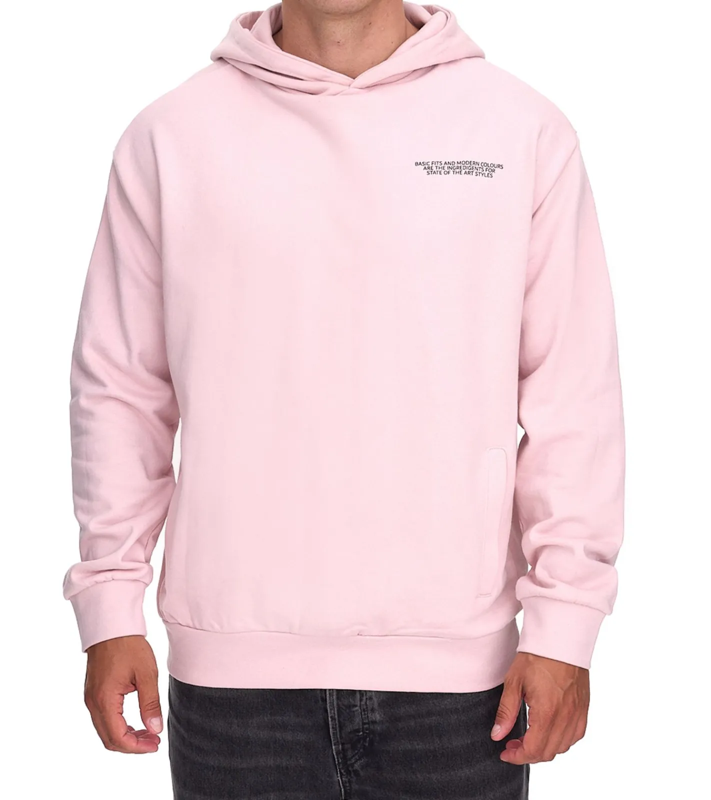 Pullover & Sweater*SUBLEVEL Herren Kapuzen-Pullover Baumwoll-Hoodie mit Eingriffstaschen Sweater H10014T21326A Rosa, Hellgrün oder Weiß