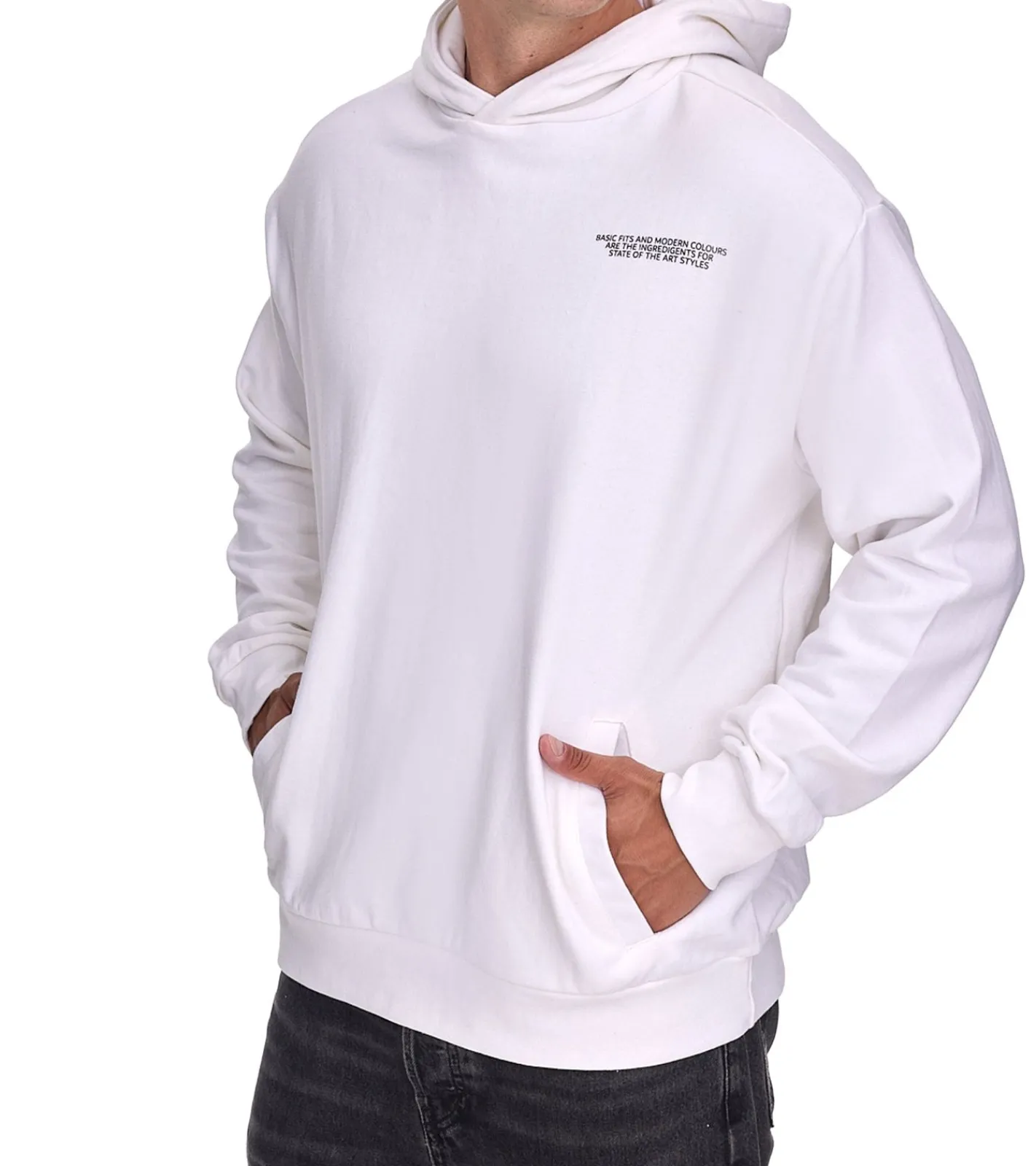 Pullover & Sweater*SUBLEVEL Herren Kapuzen-Pullover Baumwoll-Hoodie mit Eingriffstaschen Sweater H10014T21326A Rosa, Hellgrün oder Weiß