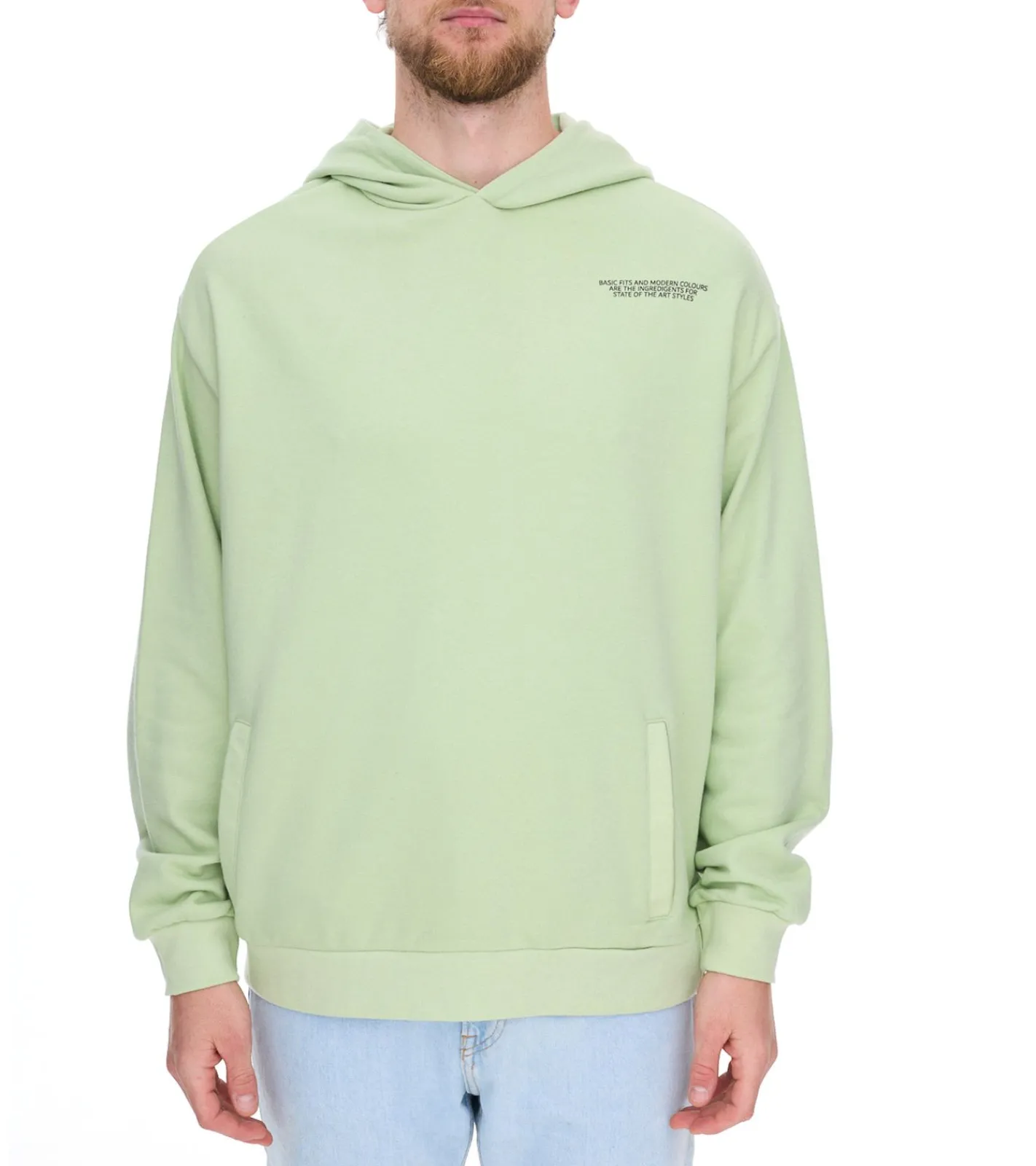 Pullover & Sweater*SUBLEVEL Herren Kapuzen-Pullover Baumwoll-Hoodie mit Eingriffstaschen Sweater H10014T21326A Rosa, Hellgrün oder Weiß