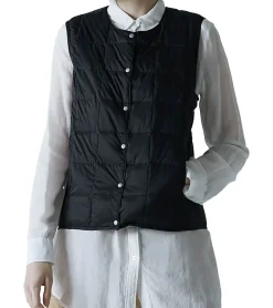 Mäntel & Jacken*TAION Damen Daunen-Weste mit Druckknopfverschluss Stepp-Weste modische Übergangs-Weste Schwarz