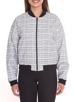 Mäntel & Jacken*Tamaris Atlantis Damen Bomberjacke gemusterte Langarm-Jacke 61941649 Weiß/Schwarz