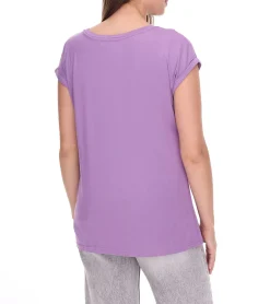 Tops & T-Shirts*Tamaris Damen Basic T-Shirt schlichtes Kurzarm-Shirt Sommer-Shirt 95254023 Lila