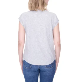 Tops & T-Shirts*Tamaris Damen Half-Zip Shirt kurzärmliges T-Shirt mit V-Ausschnitt 63630739 Grau