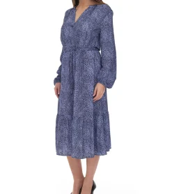 Kleider*Tamaris Damen Maxi-Kleid mit Volantrock Webkleid mit Tunnelzug 30989605 Lila-Blau/Schwarz