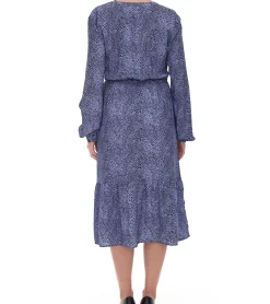 Kleider*Tamaris Damen Maxi-Kleid mit Volantrock Webkleid mit Tunnelzug 30989605 Lila-Blau/Schwarz