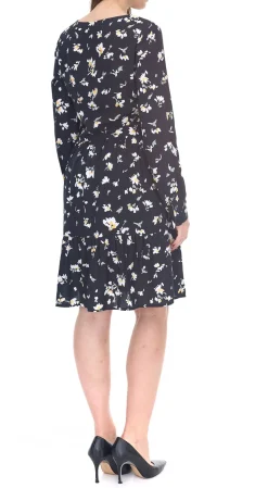 Kleider*Tamaris Damen Mini-Kleid mit langen Ärmeln Web-Kleid mit floralem Allover-Print 38428365 Schwarz