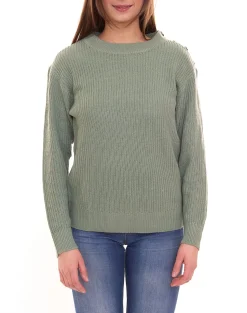 Sweater & Pullover*Tamaris Strick-Pullover Damen Rundhals Pulli mit Knöpfen 33918701 Grün