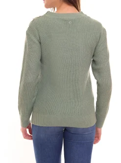 Sweater & Pullover*Tamaris Strick-Pullover Damen Rundhals Pulli mit Knöpfen 33918701 Grün