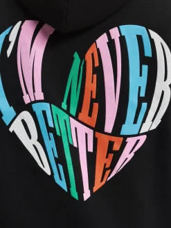 Sweater & Pullover*The Couture Club  Kapuzenpullover mit Herz-Slogan und Puff-Print in Schwarz