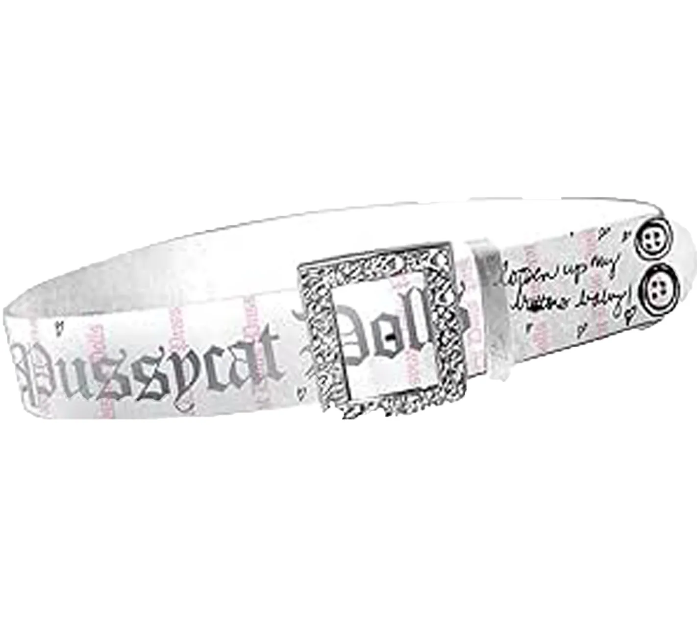 Gürtel*BioworldMerch THE PUSSYCAT DOLLS Gürtel für Damen Einheitsgröße 95cm mit auffälliger Schnalle BT110456PCD3 Weiß/Pink
