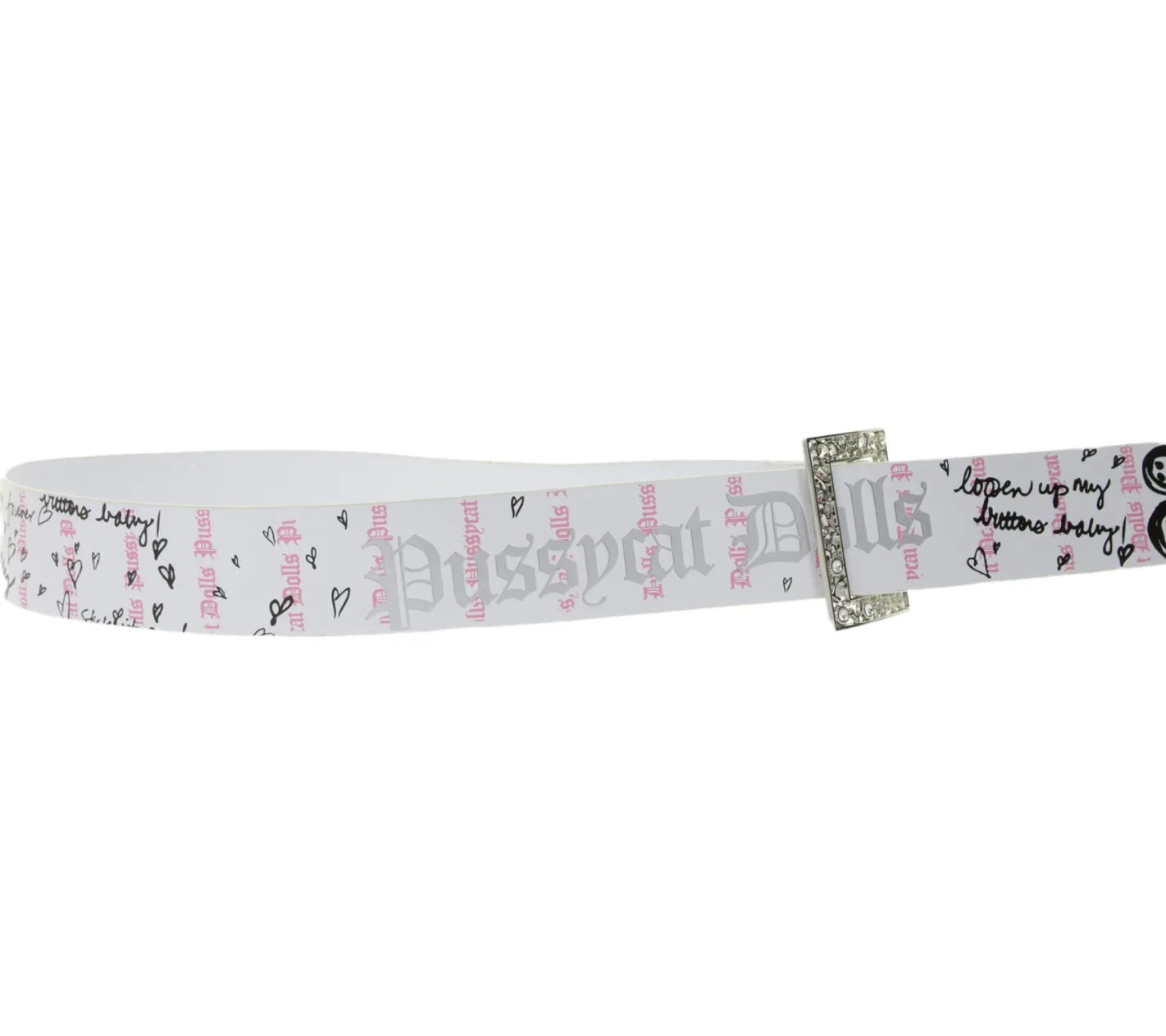 Gürtel*BioworldMerch THE PUSSYCAT DOLLS Gürtel für Damen Einheitsgröße 95cm mit auffälliger Schnalle BT110456PCD3 Weiß/Pink