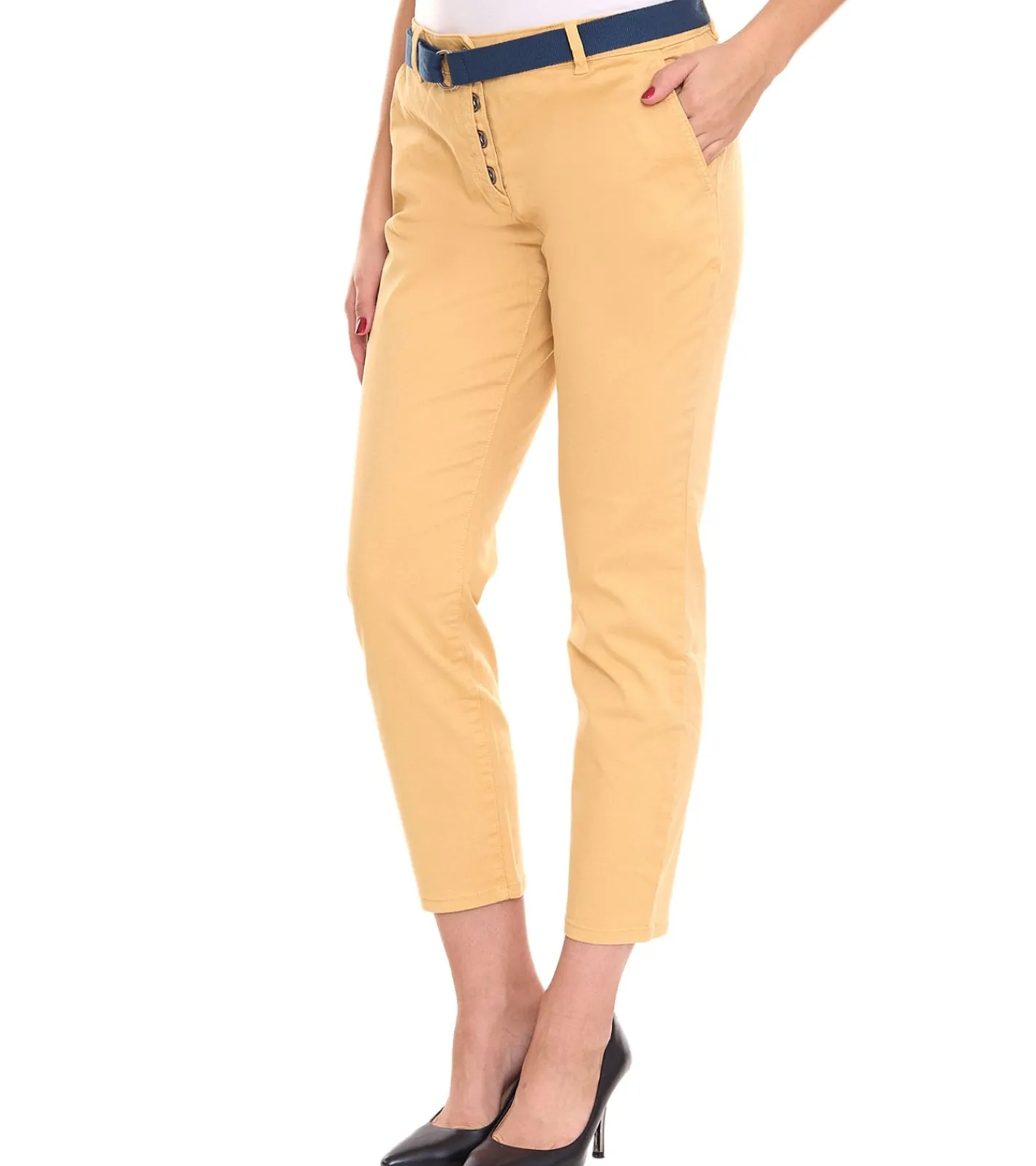 Hosen & Jeans*Tom Tailor Damen Chino-Hose stylische Alltags-Hose mit Gürtel 46246404 Beige