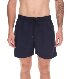 Nachtwäsche & Bademode*Tommy Hilfiger Medium Drawstring Herren Badehose nachhaltige Schwimm-Shorts mit Logo und Taschen UM0UM02793DW5 Dunkelblau