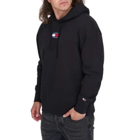 Pullover & Sweater*TOMMY JEANS Herren Kapuzen-Pullover Langarm-Shirt Baumwoll-Hoody Sweat-Pullover DM0DM16384 BDS Schwarz/Grün