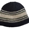Caps & Mützen*Bio-Domes Headgear Trust Co Unisex Häkel-Mütze Winter-Mütze weiche Strick-Mütze mit Streifen Baumwoll-Mütze 7312GUY Navy/Weiß/Grün