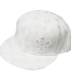 Caps & Mützen*BioworldMerch Tupac Damen und Herren Hip Hop Cap mit Kreuz-Stickerei Flat-Rim TC108767TUP4 Weiß