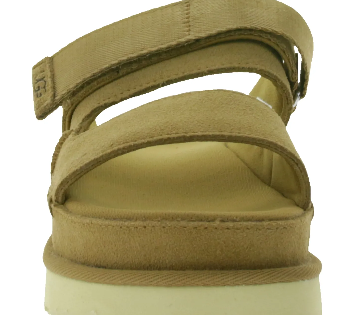 Zehentrenner & Sandalen*UGG Australia Goldenstar Slide Damen nachhaltige Echtleder-Schuhe mit EVA-Sohle Plateau-Sandale Sandalette mit Klettverschluss 1167399 Braun