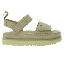Zehentrenner & Sandalen*UGG Australia Goldenstar Damen nachhaltige Echtleder-Schuhe mit EVA-Sohle Plateau-Sandale Sandalette mit Klettverschluss 1136783-SAN Beige