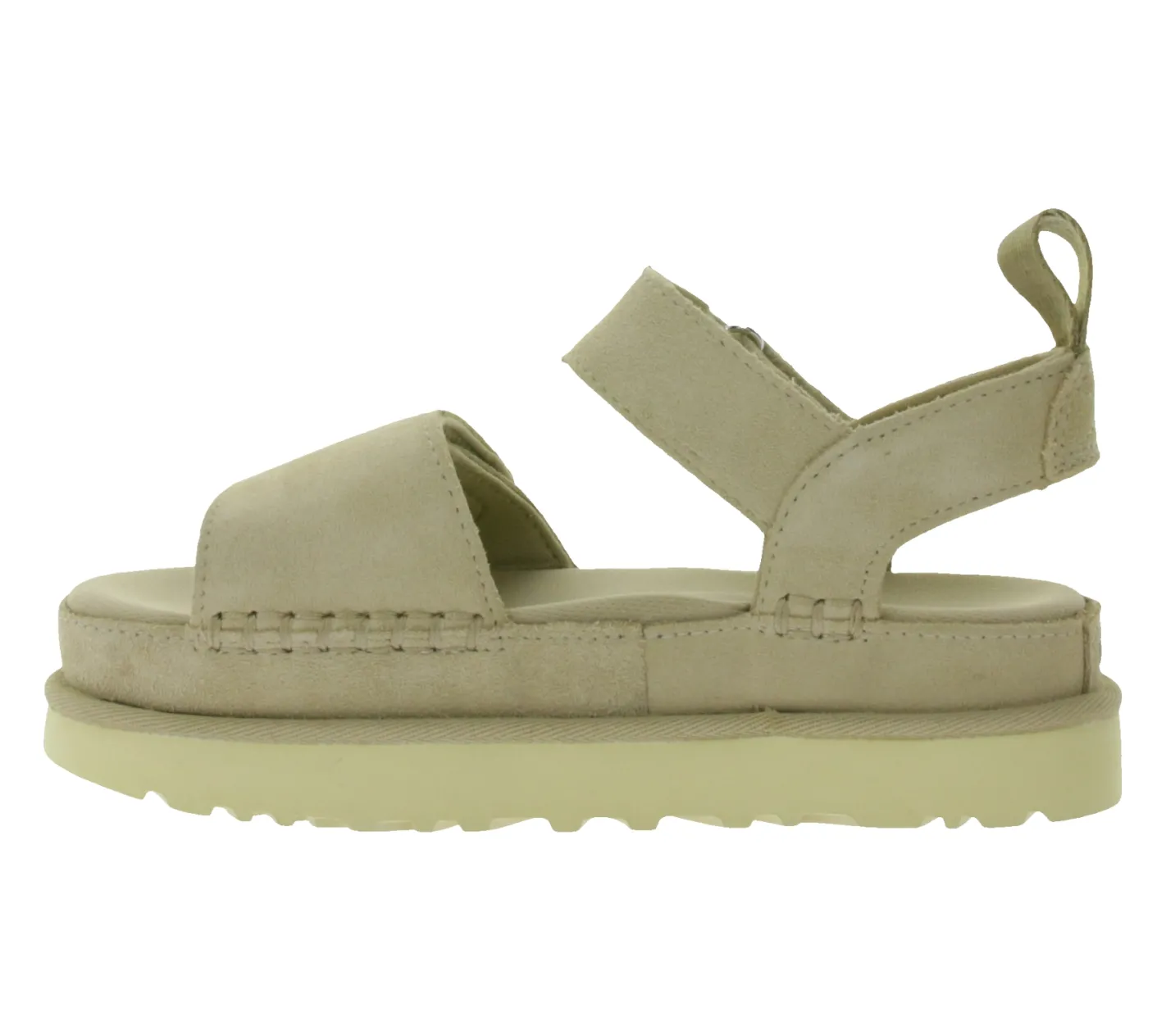 Zehentrenner & Sandalen*UGG Australia Goldenstar Damen nachhaltige Echtleder-Schuhe mit EVA-Sohle Plateau-Sandale Sandalette mit Klettverschluss 1136783-SAN Beige