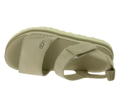 Zehentrenner & Sandalen*UGG Australia Goldenstar Damen nachhaltige Echtleder-Schuhe mit EVA-Sohle Plateau-Sandale Sandalette mit Klettverschluss 1136783-SAN Beige