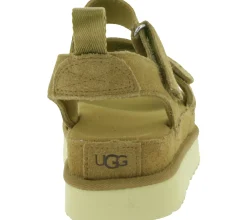 Zehentrenner & Sandalen*UGG Australia Goldenstar Damen nachhaltige Echtleder-Schuhe mit EVA-Sohle Plateau-Sandale Sandalette mit Klettverschluss 1136783 Braun
