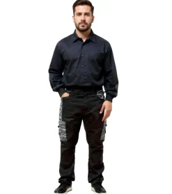 Jeans & Hosen*Uncle Sam Herren Arbeits-Hose mit praktischen Beintaschen Arbeitskleidung Schutz-Kleidung 20421 1062 Schwarz