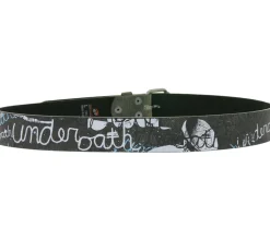 Gürtel*BioworldMerch Underoath Gürtel der Metalcore-Band für Damen oder Herren Einheitsgröße 100cm mit urbanem Schriftzug Freizeit-Gürtel Schwarz/Weiß/Blau