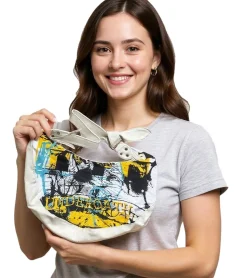 Rucksäcke & Taschen*BioworldMerch Underoath Metalcore-Band Umhänge-Tasche stylische Einkaufstasche Fan-Artikel LB109813UNDO Blau/Gelb/Schwarz/Weiß