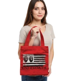 Rucksäcke & Taschen*BioworldMerch Underoath Metalcore-Band Umhänge-Tasche stylische Einkaufstasche Fan-Artikel 31 x 33 x 3 cm LB1071901UND Rot/Schwarz/Weiß