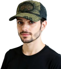 Caps & Mützen*BioworldMerch Underoath Unisex Metalcore-Band Trucker-Cap mit atmungsaktiven Mesh-Einsatz Baseball-Cap TC108718UND Braun/Schwarz