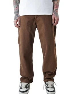 Jeans & Hosen*UNEFFECTED Basic Free Cut Wide Loose Fit Jeans braun