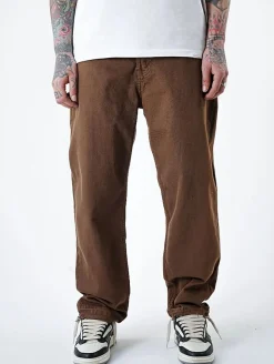 Jeans & Hosen*UNEFFECTED Basic Free Cut Wide Loose Fit Jeans braun