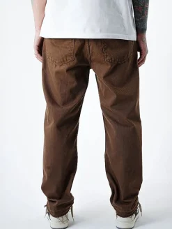 Jeans & Hosen*UNEFFECTED Basic Free Cut Wide Loose Fit Jeans braun