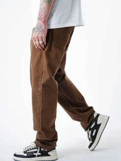 Jeans & Hosen*UNEFFECTED Basic Free Cut Wide Loose Fit Jeans braun