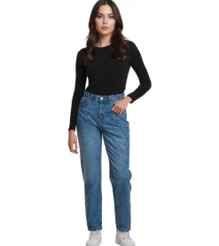 Hosen & Jeans*UNEFFECTED Destroyed Straight Fit Jeans mittelblau