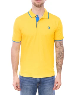 Hemden & Poloshirts*U.S. POLO ASSN. Herren Polo-Shirt Basic-Shirt Baumwoll-Shirt Kurzarm-Shirt 197 63899 52520 in oder Gelb/Blau Grau/Rot