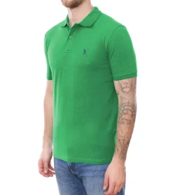 Hemden & Poloshirts*U.S. POLO ASSN. Herren Polo-Shirt Basic-Shirt Baumwoll-Shirt Kurzarm-Shirt 197 63881 52520 349 Grün