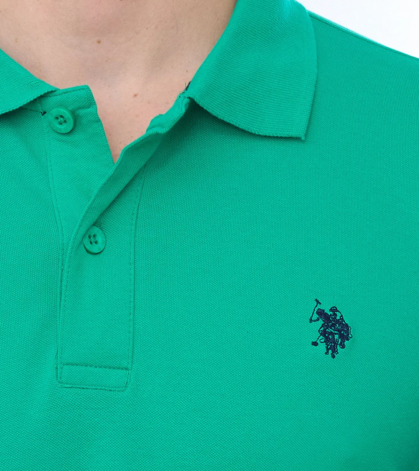 Hemden & Poloshirts*U.S. POLO ASSN. Herren Polo-Shirt Basic-Shirt Baumwoll-Shirt Kurzarm-Shirt 197 61092 52520 144 Grün/Schwarz