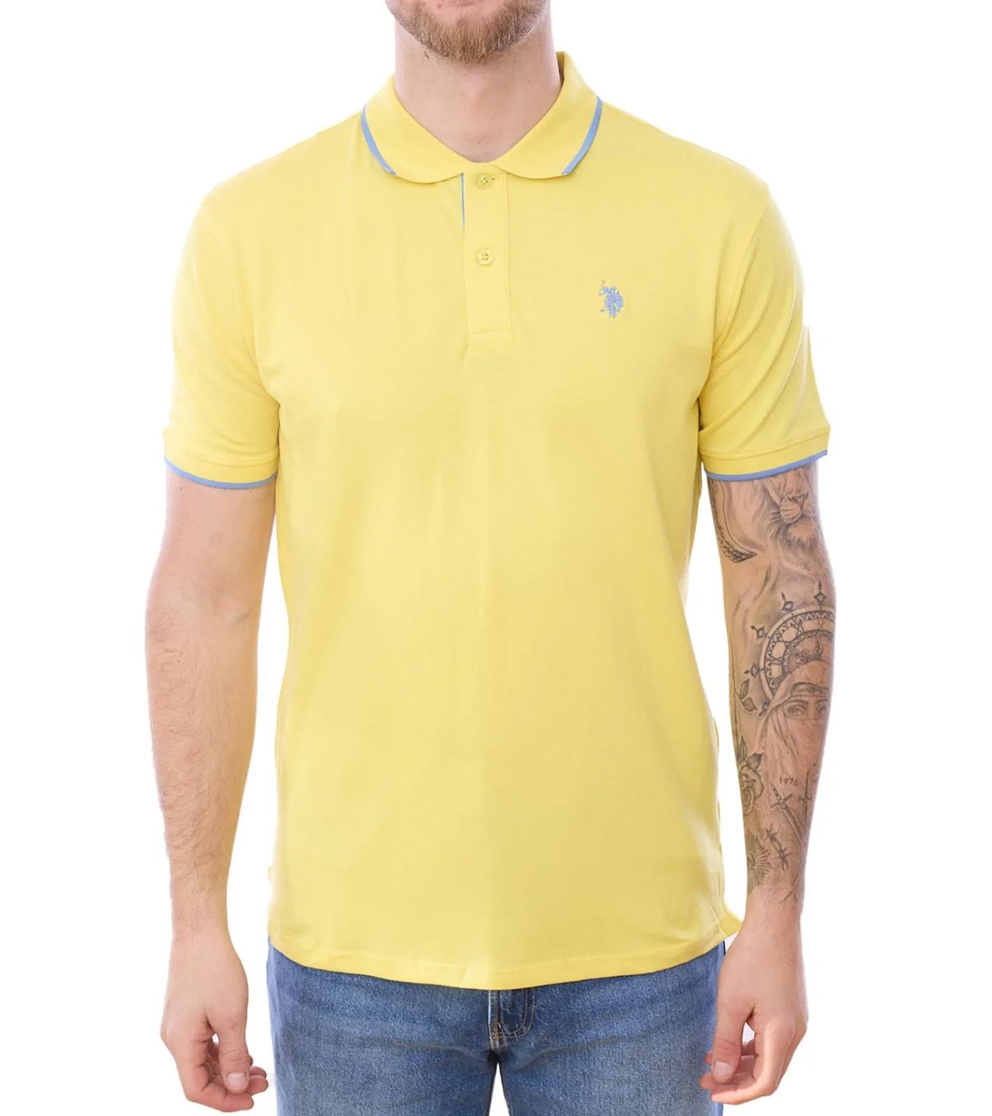 Hemden & Poloshirts*U.S. POLO ASSN. Herren Polo-Shirt Basic-Shirt Baumwoll-Shirt Kurzarm-Shirt 197 63899 52520 oder Orange Gelb