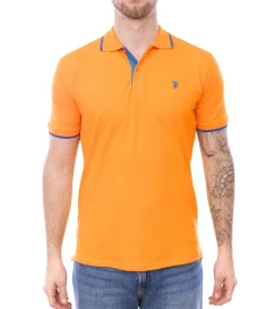 Hemden & Poloshirts*U.S. POLO ASSN. Herren Polo-Shirt Basic-Shirt Baumwoll-Shirt Kurzarm-Shirt 197 63899 52520 oder Orange Gelb
