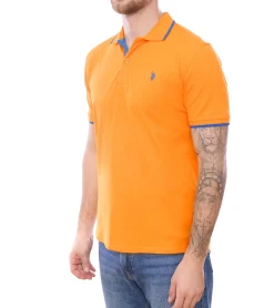 Hemden & Poloshirts*U.S. POLO ASSN. Herren Polo-Shirt Basic-Shirt Baumwoll-Shirt Kurzarm-Shirt 197 63899 52520 oder Orange Gelb
