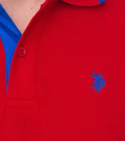 Hemden & Poloshirts*U.S. POLO ASSN. Herren Polo-Shirt Basic-Shirt Baumwoll-Shirt Kurzarm-Shirt 197 66835 52520 152 Dunkelrot/Blau