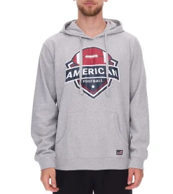 Pullover & Sweater*U.S. SPORT AMERICA Herren Hoodie mit Kapuze und großem Schriftzug Baumwoll-Hoodie Sommer-Pullover Freizeit-Hoodie Grau