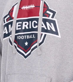 Pullover & Sweater*U.S. SPORT AMERICA Herren Hoodie mit Kapuze und großem Schriftzug Baumwoll-Hoodie Sommer-Pullover Freizeit-Hoodie Grau