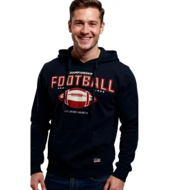 Pullover & Sweater*U.S. SPORT AMERICA Herren Hoodie mit Kapuze und großem Schriftzug Baumwoll-Hoodie Sommer-Pullover Freizeit-Hoodie Blau